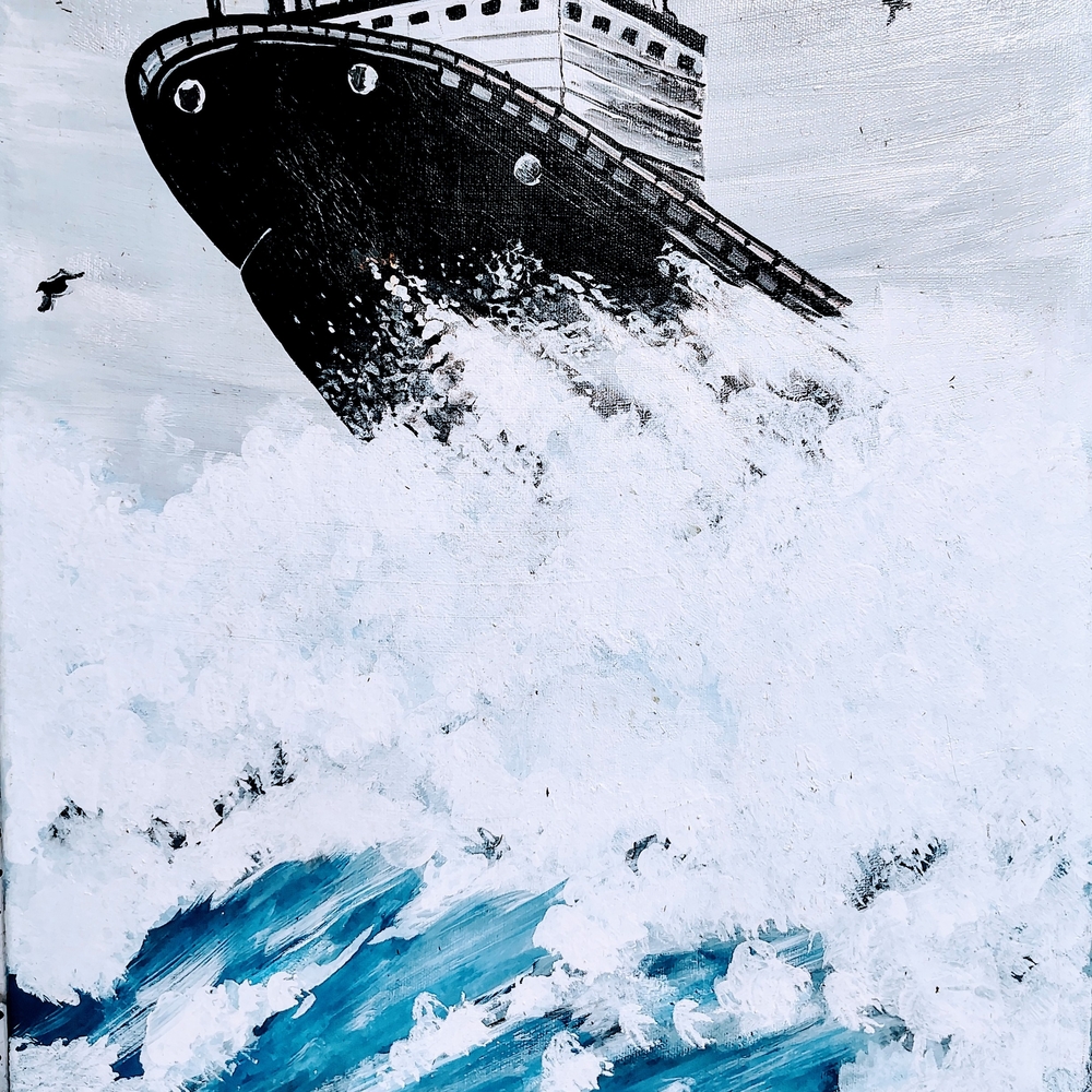 Nautical Black and White Ship Art Print